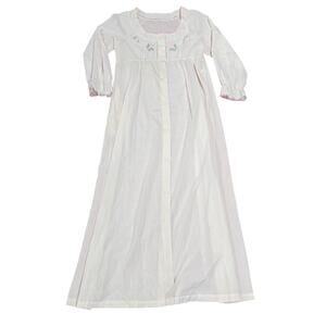 Vintage 60s Gilead Pale Pink Nightgown Embroidered Bodice Lace Accent Womens L